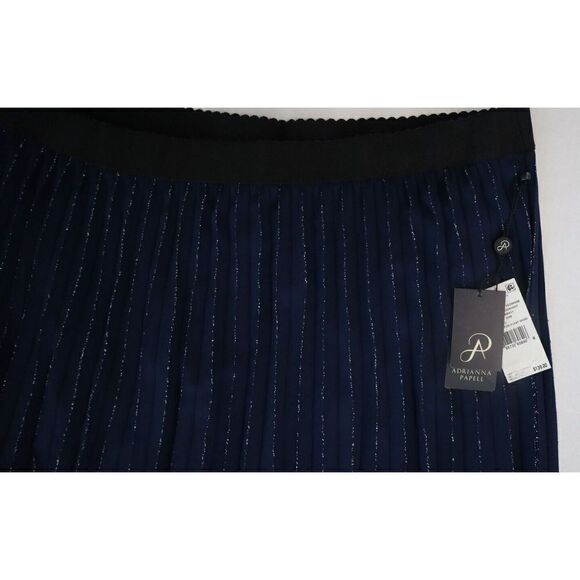 Adrianna Papell Women's Plus Sz 20W Midnight Foil Chiffon Pleated Skirt $139+ - Picture 6 of 14
